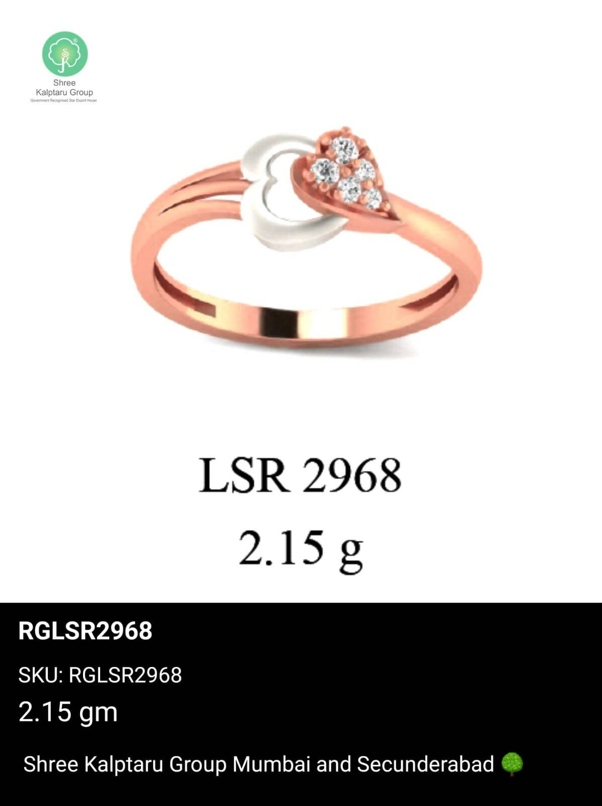 Light weight Rose Gold Ladies Rings Sarafa Bazar India