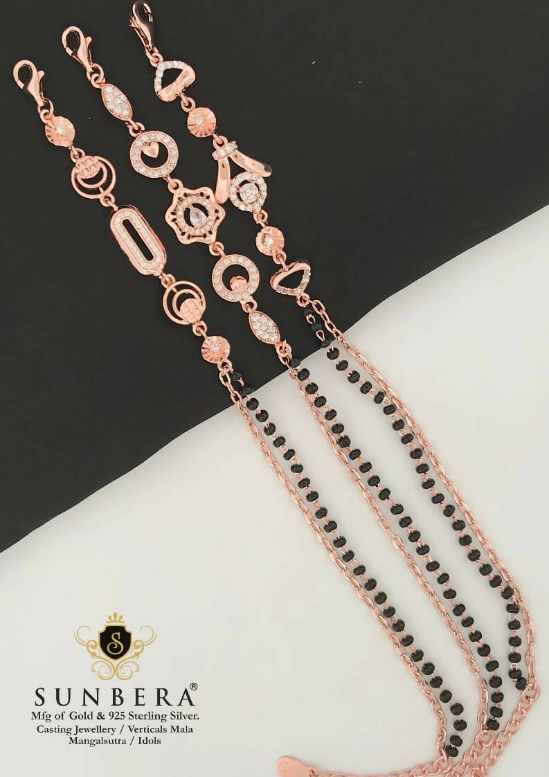 925 Silver Rose Gold Mangalsutra Bracelet Sarafa Bazar India