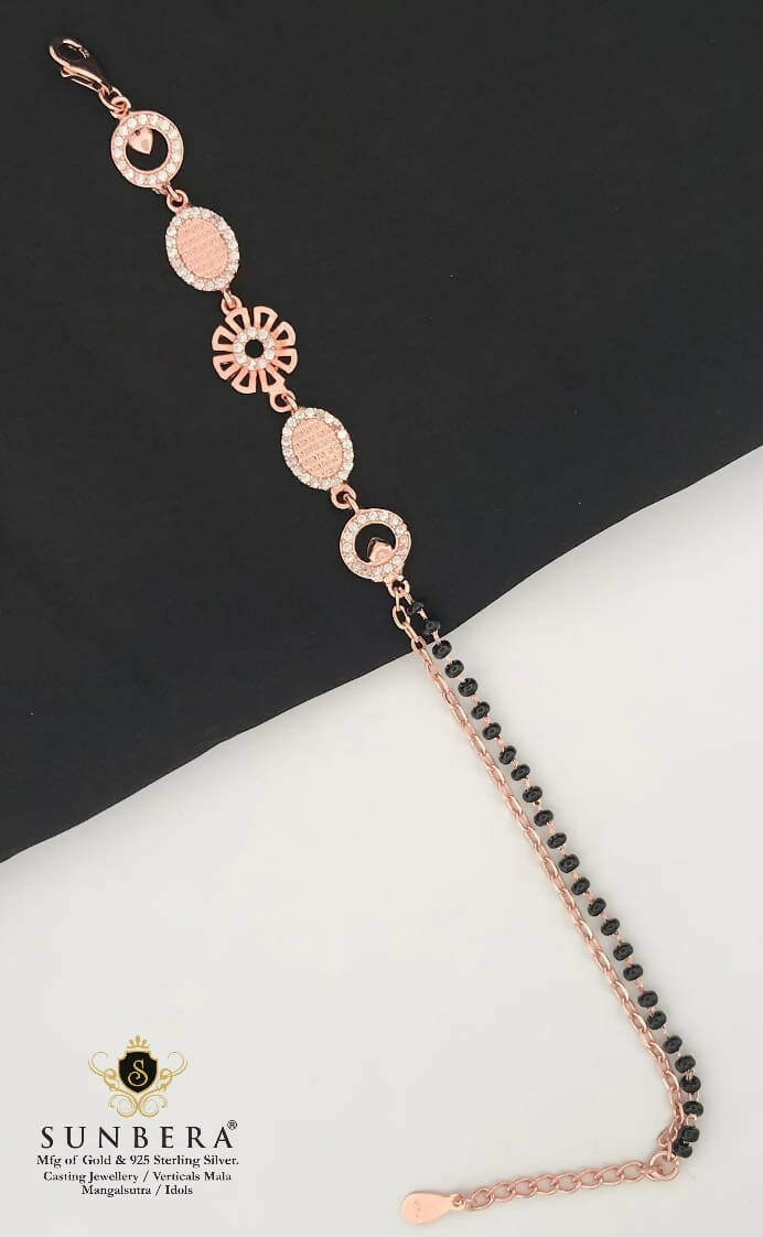 925 Silver Rose Gold Mangalsutra Bracelet Sarafa Bazar India