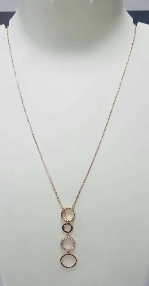 925 Silver Rose Gold Chain Set Sarafa Bazar India