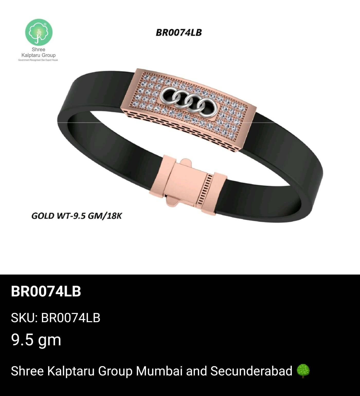 Rose Gold Gents Bracelet Sarafa Bazar India