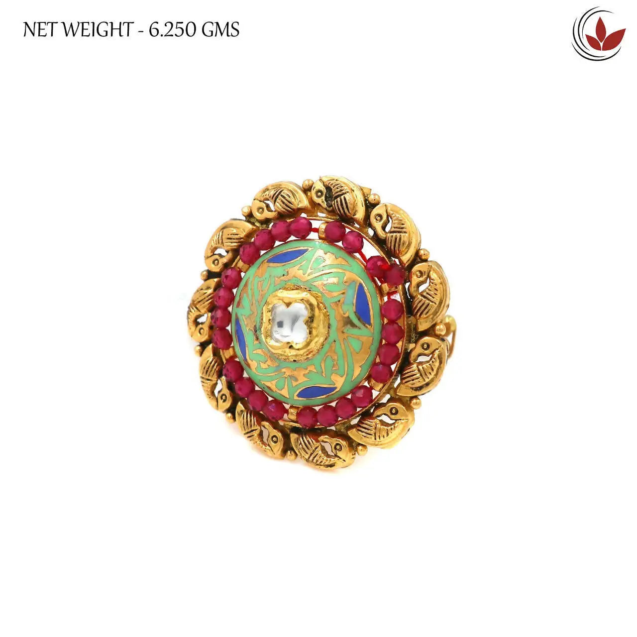 Kundan Antique Ladies Ring Sarafa Bazar India