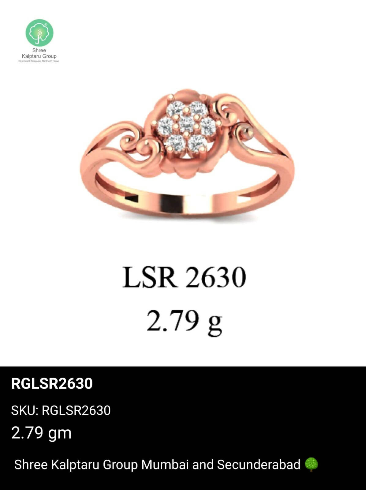 Light weight Rose Gold Ladies Rings Sarafa Bazar India