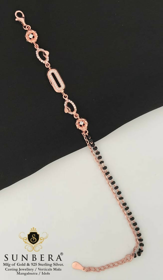 925 Silver Rose Gold Mangalsutra Bracelet Sarafa Bazar India