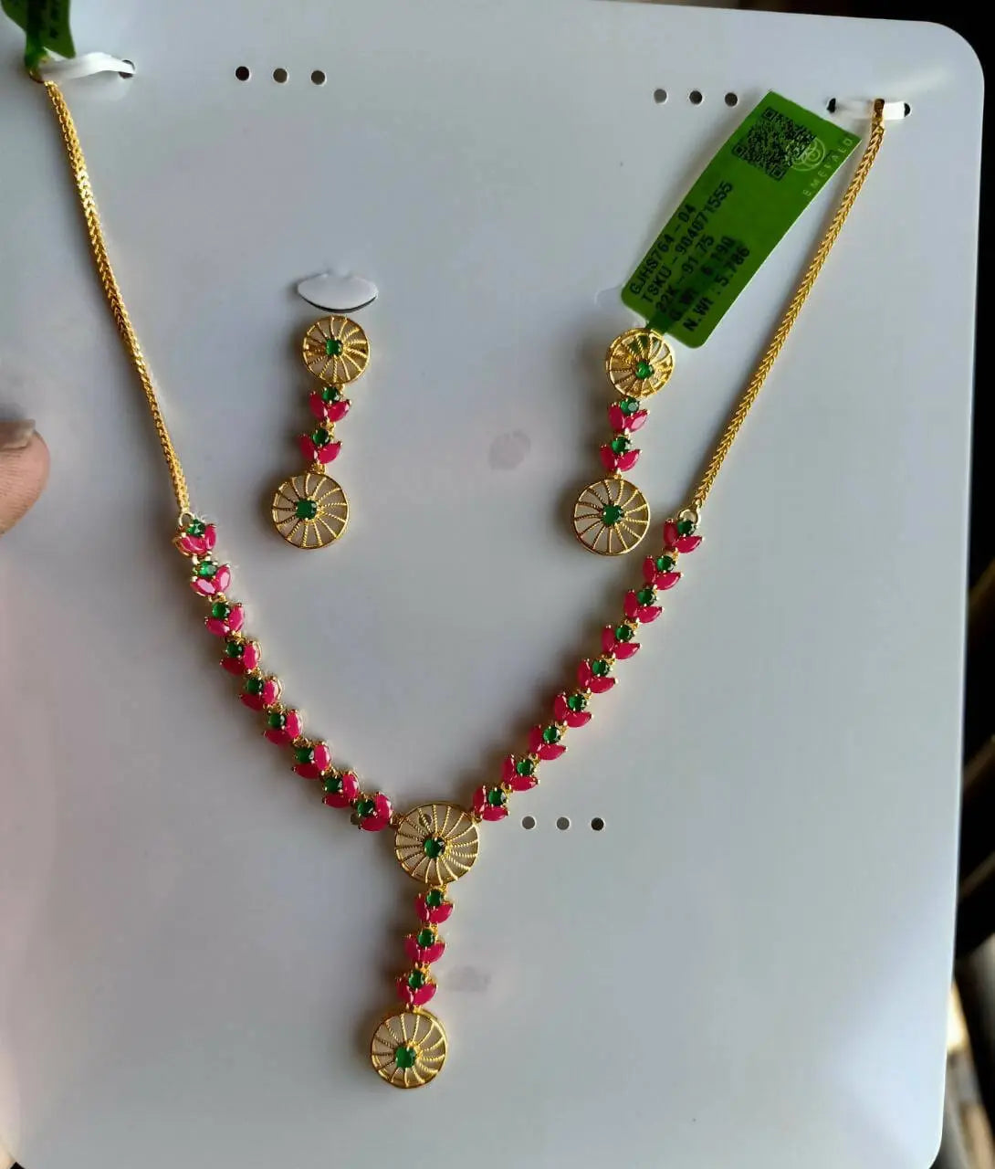 22kt Gemstone Necklace Sarafa Bazar India
