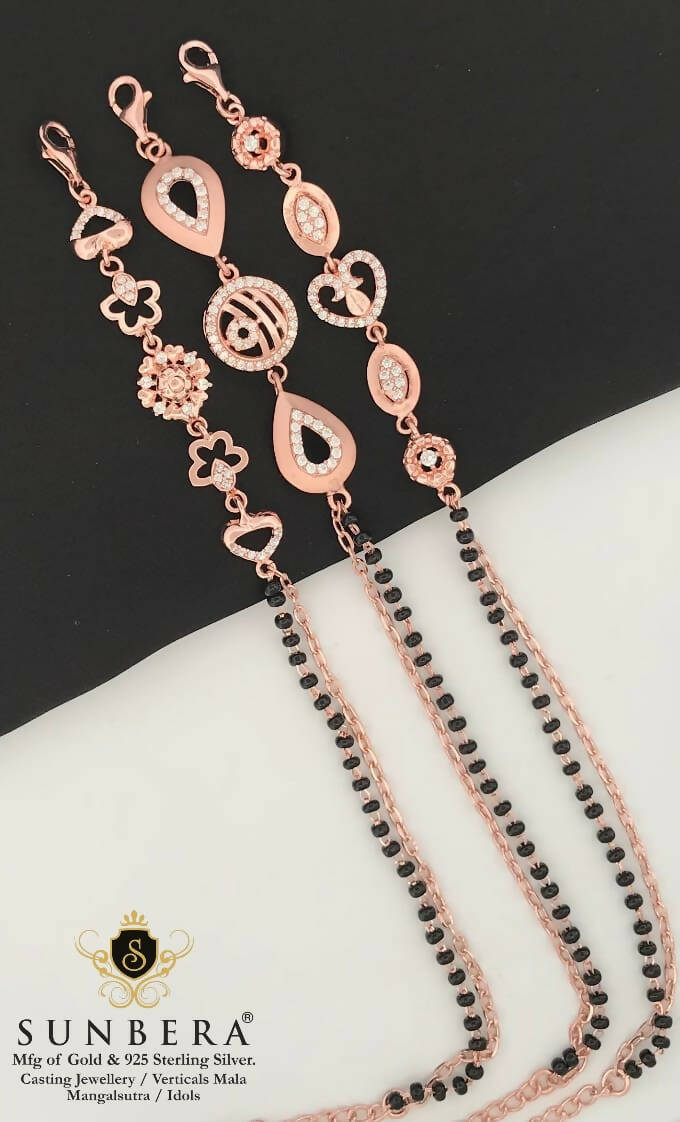 925 Silver Rose Gold Mangalsutra Bracelet Sarafa Bazar India