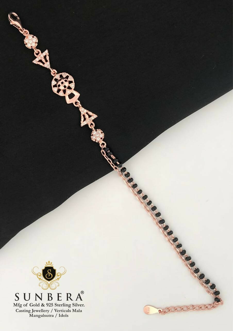 925 Silver Rose Gold Mangalsutra Bracelet Sarafa Bazar India