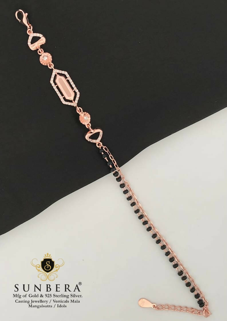 925 Silver Rose Gold Mangalsutra Bracelet Sarafa Bazar India