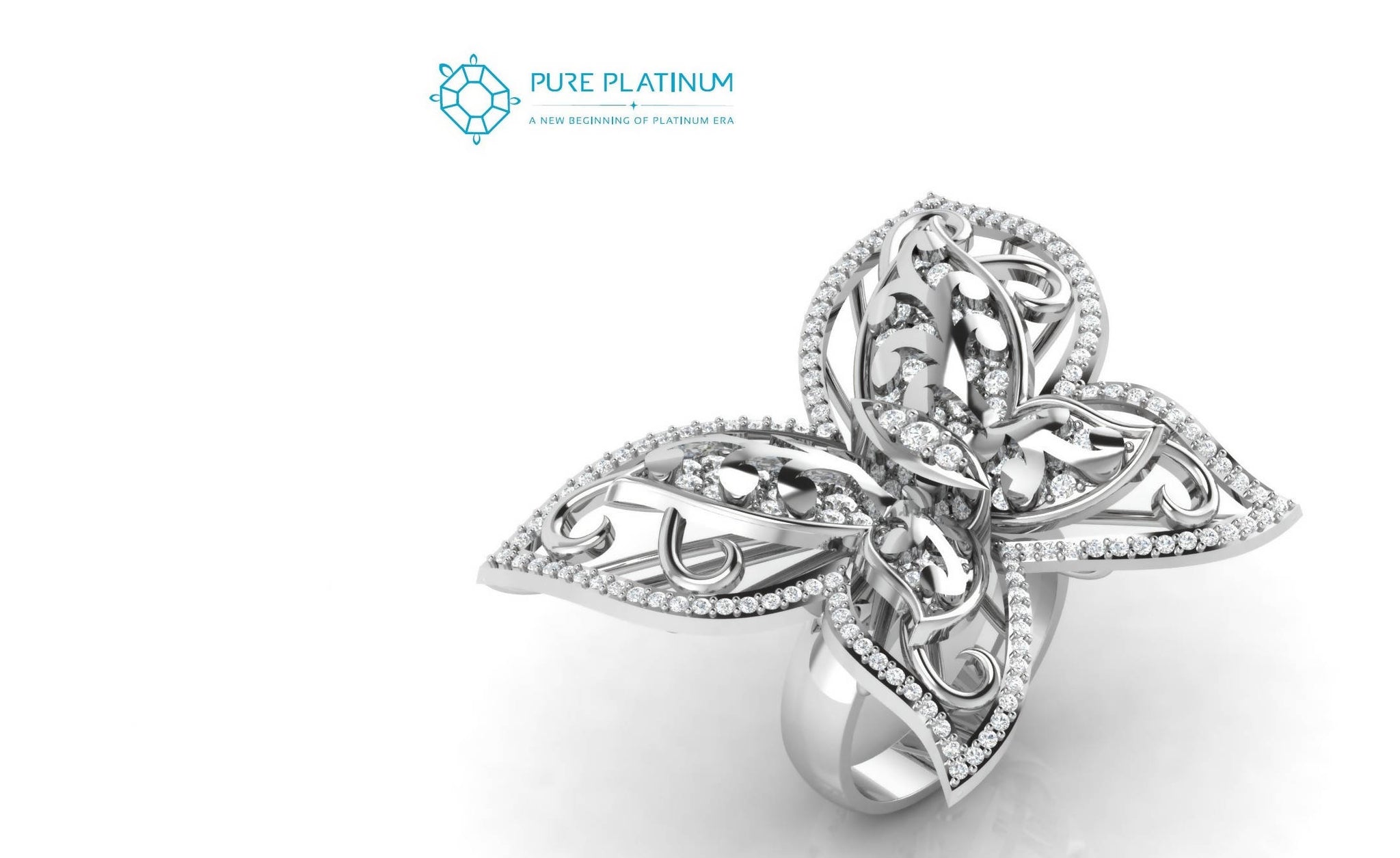 Butterfly Diamond Platinum Ring