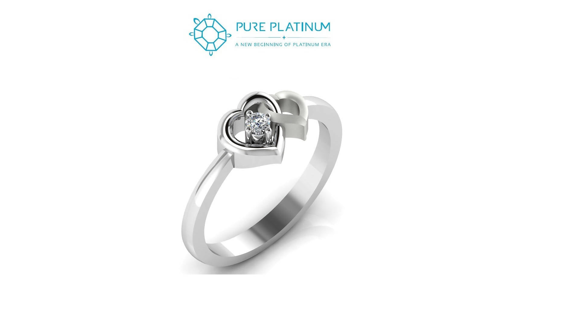 Double Heart Diamond Platinum Ring