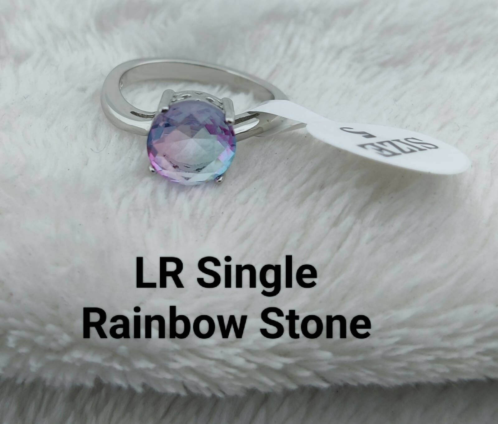 925 Silver Single Rainbow Stone Ladies Ring Sarafa Bazar India