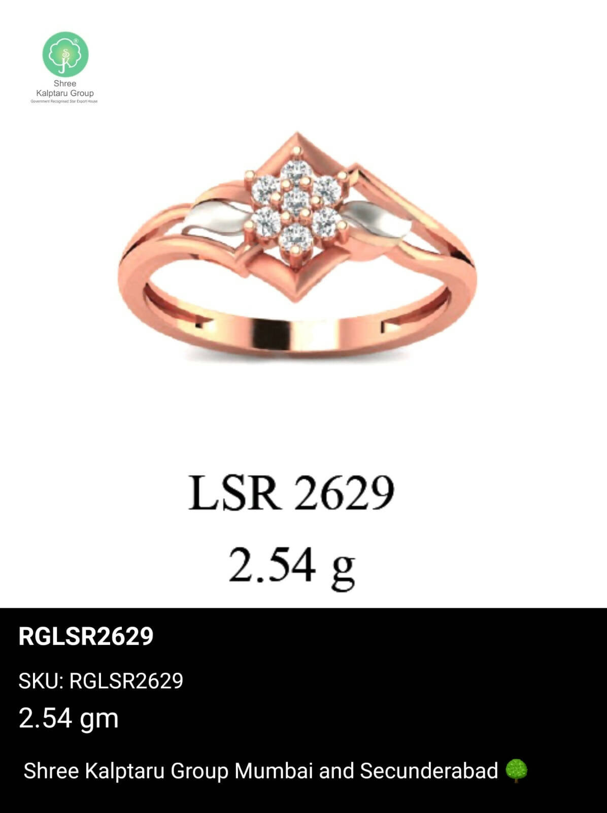 Light weight Rose Gold Ladies Rings Sarafa Bazar India