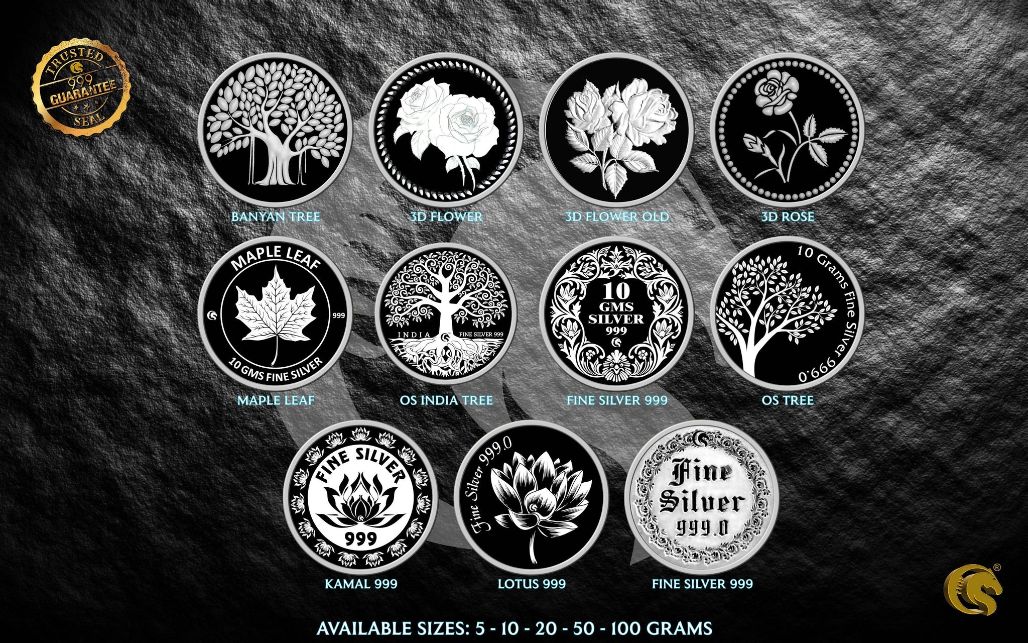 Flowers | Tree | Silver Coins 999 | Omkar Mint Sarafa Bazar