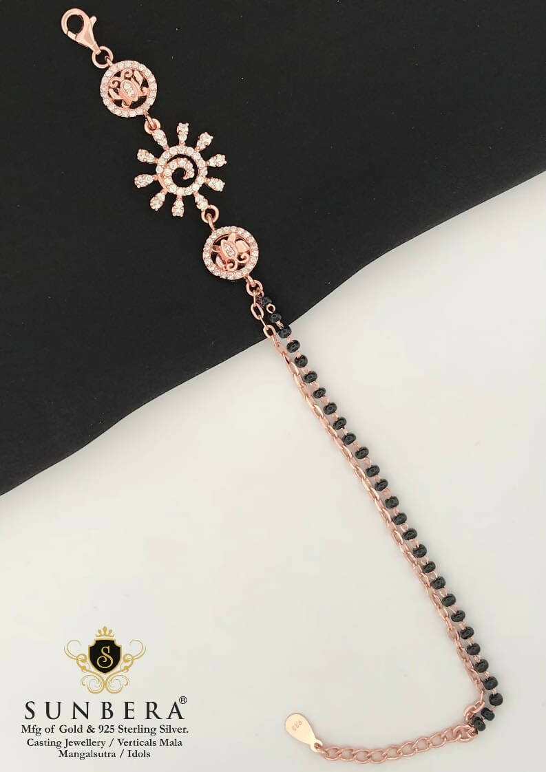 925 Silver Rose Gold Mangalsutra Barcelet Sarafa Bazar India