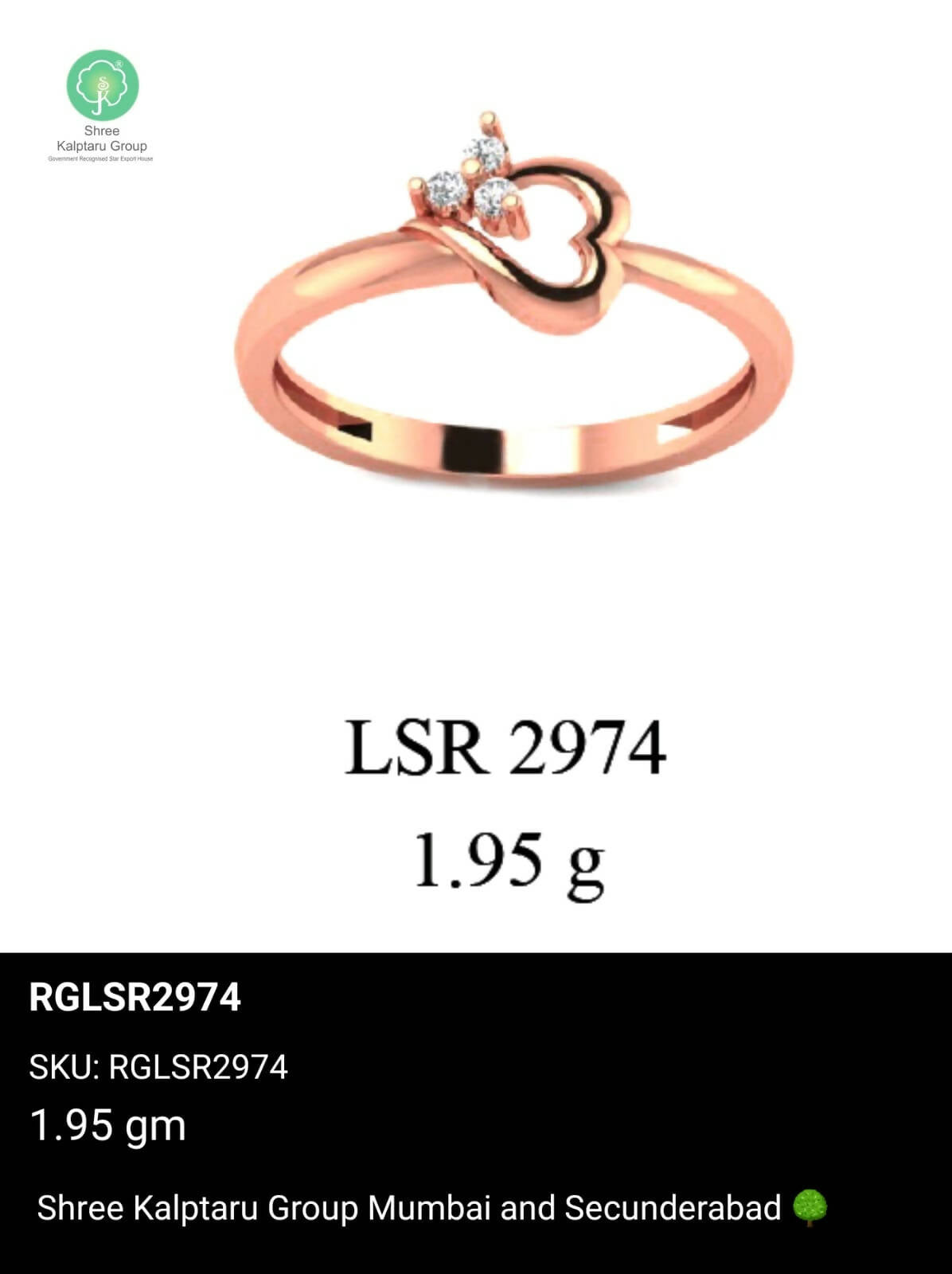 Light weight Rose Gold Ladies Rings Sarafa Bazar India