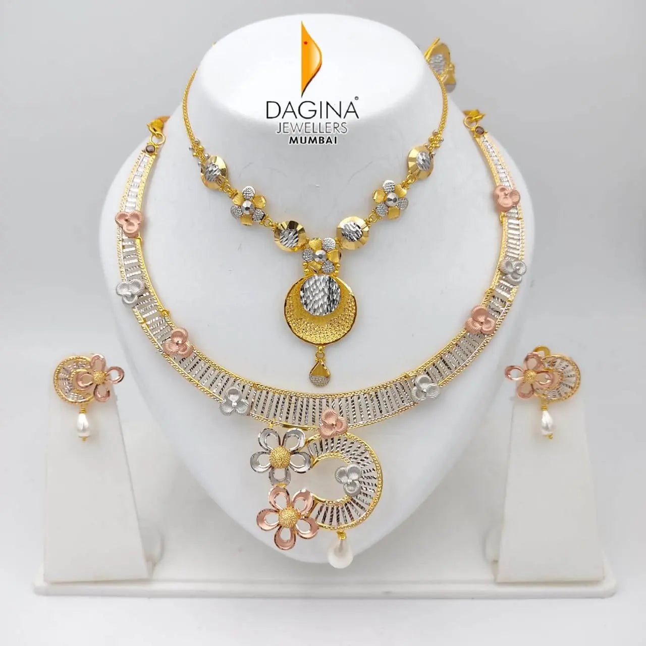 Fancy Rose Gold Necklace Sarafa Bazar