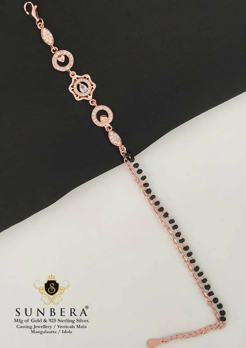 925 Silver Rose Gold Mangalsutra Bracelet Sarafa Bazar India