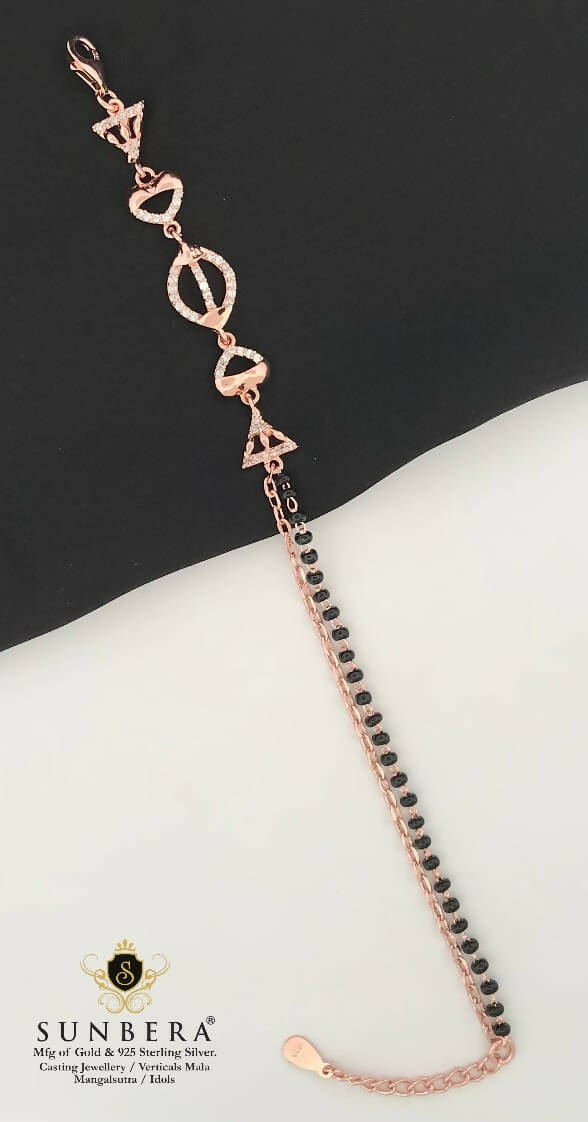 925 Silver Rose Gold Mangalsutra Bracelet Sarafa Bazar India