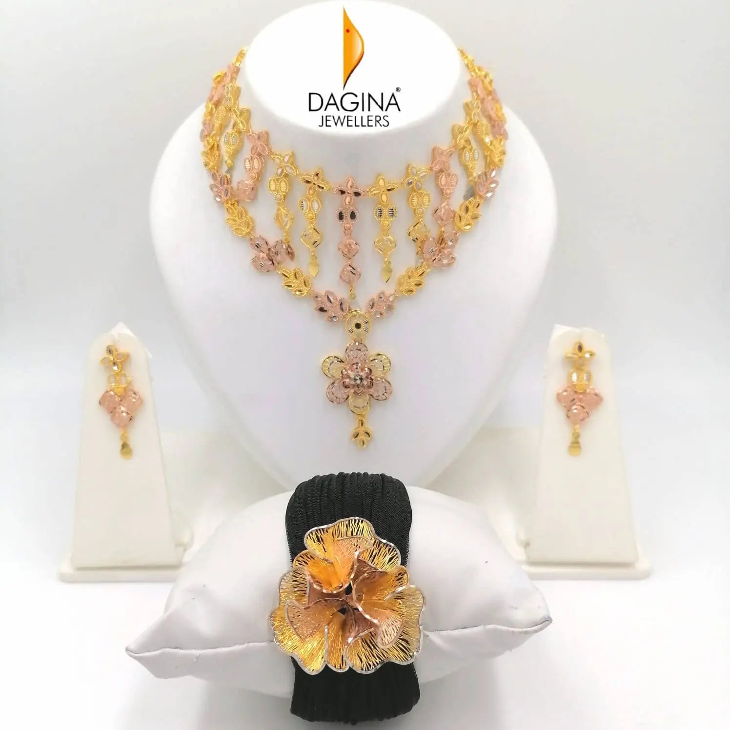 Rose Gold Turkey Necklace and Bracelet Sarafa Bazar India