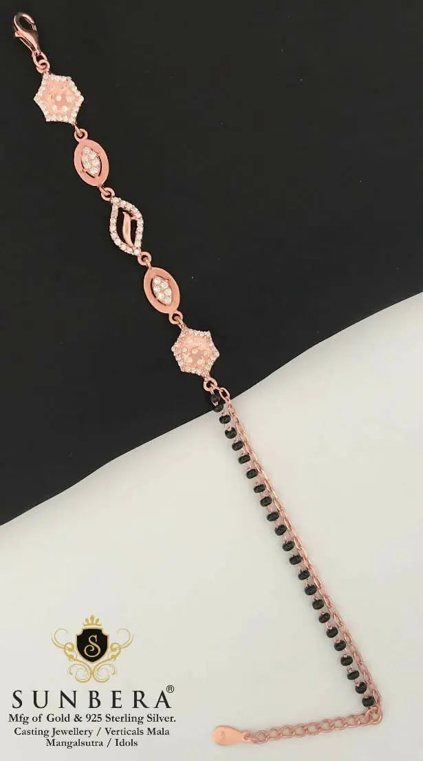 925 Silver Rose Gold Mangalsutra Bracelet Sarafa Bazar India