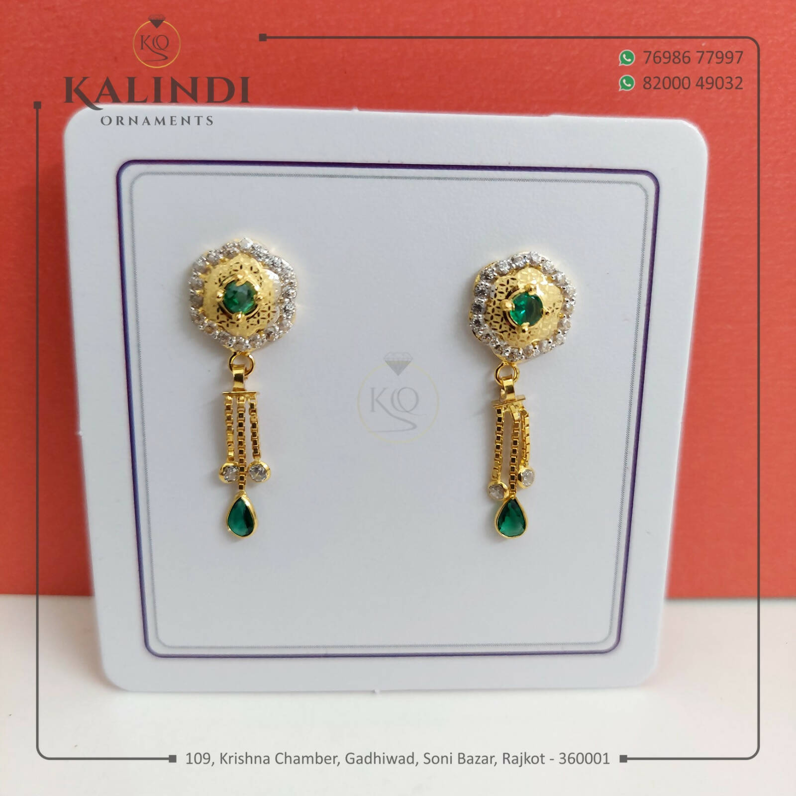 Light Weight Gold Stone Earring Sarafa Bazar India