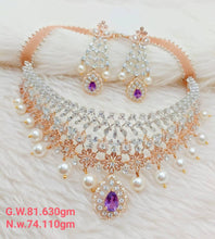 18KT CZ NECKLACE SET CHOKER COLLECTION Sarafa Bazar