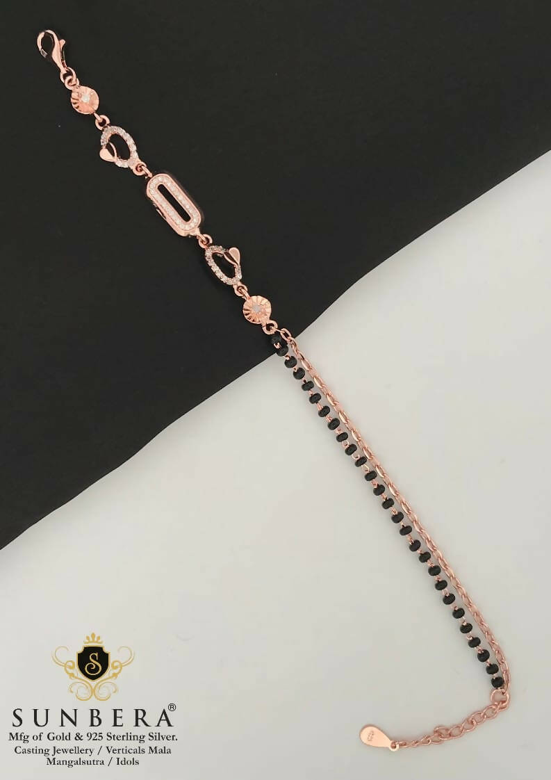 925 Silver Rose Gold Mangalsutra Bracelet Sarafa Bazar India