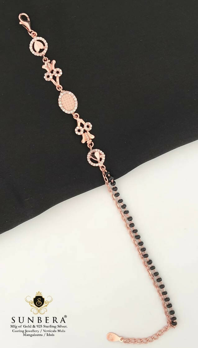 925 Silver Rose Gold Mangalsutra Bracelet Sarafa Bazar India