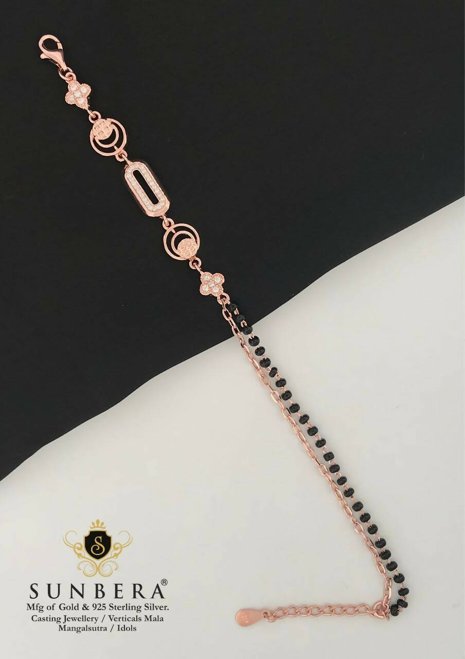 925 Silver Rose Gold Mangalsutra Bracelet Sarafa Bazar India