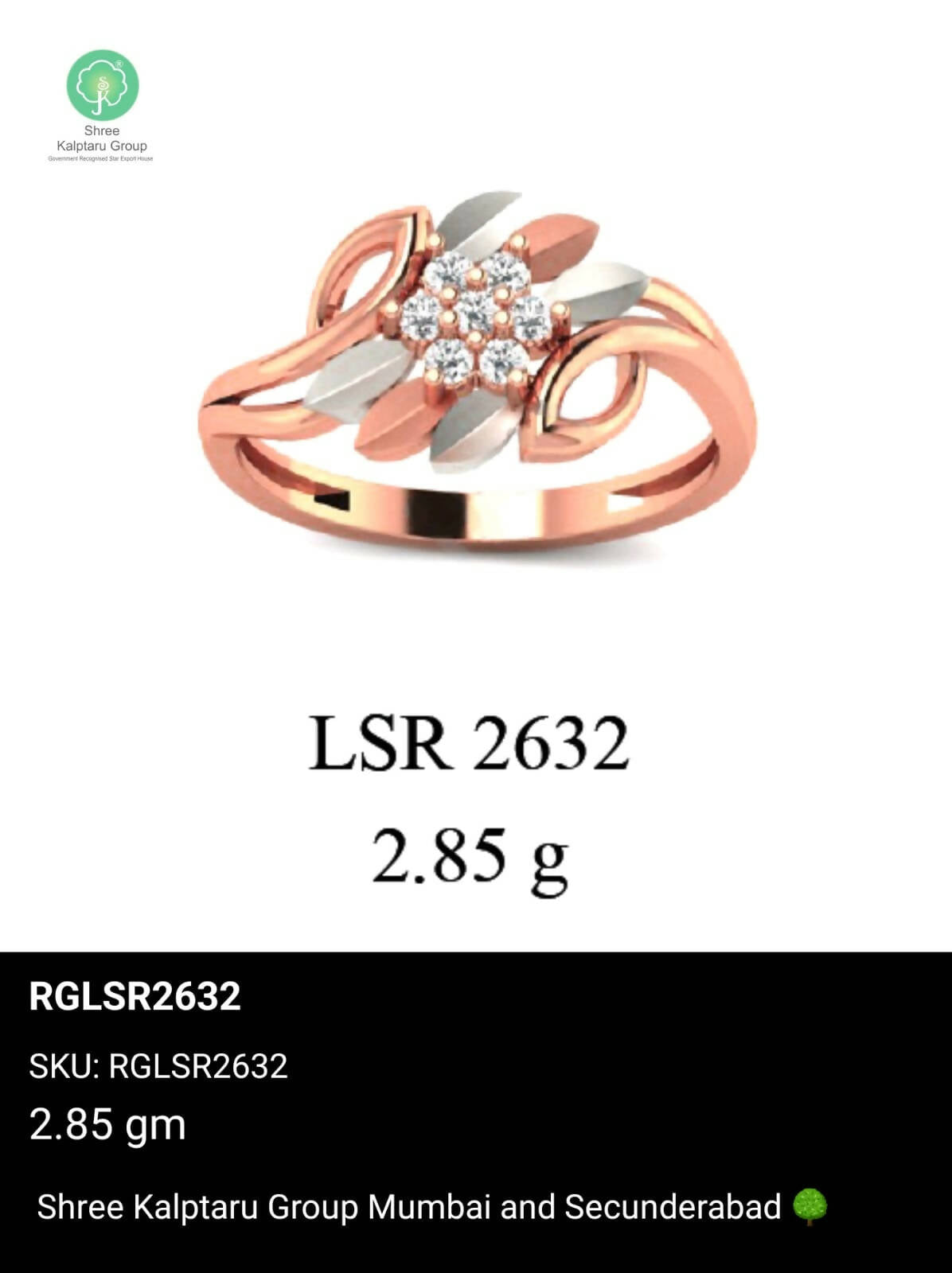 Light weight Rose Gold Ladies Rings Sarafa Bazar India