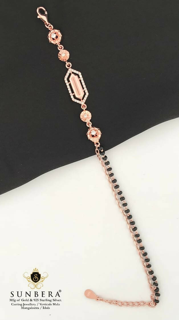 925 Silver Rose Gold Mangalsutra Bracelet Sarafa Bazar India