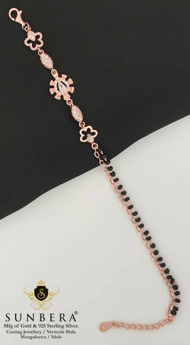 925 Silver Rose Gold Mangalsutra Bracelet Sarafa Bazar India