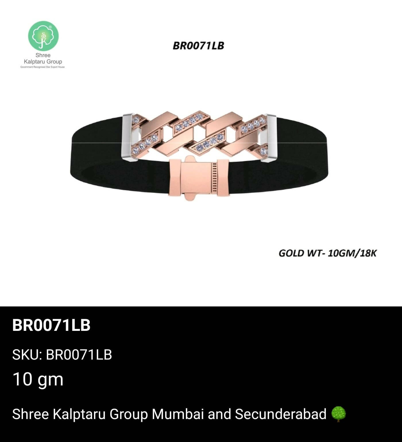 Rose Gold Gents Bracelet Sarafa Bazar India