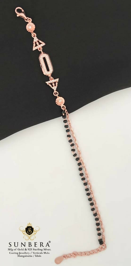 925 Silver Rose Gold Mangalsutra Barcelet Sarafa Bazar India