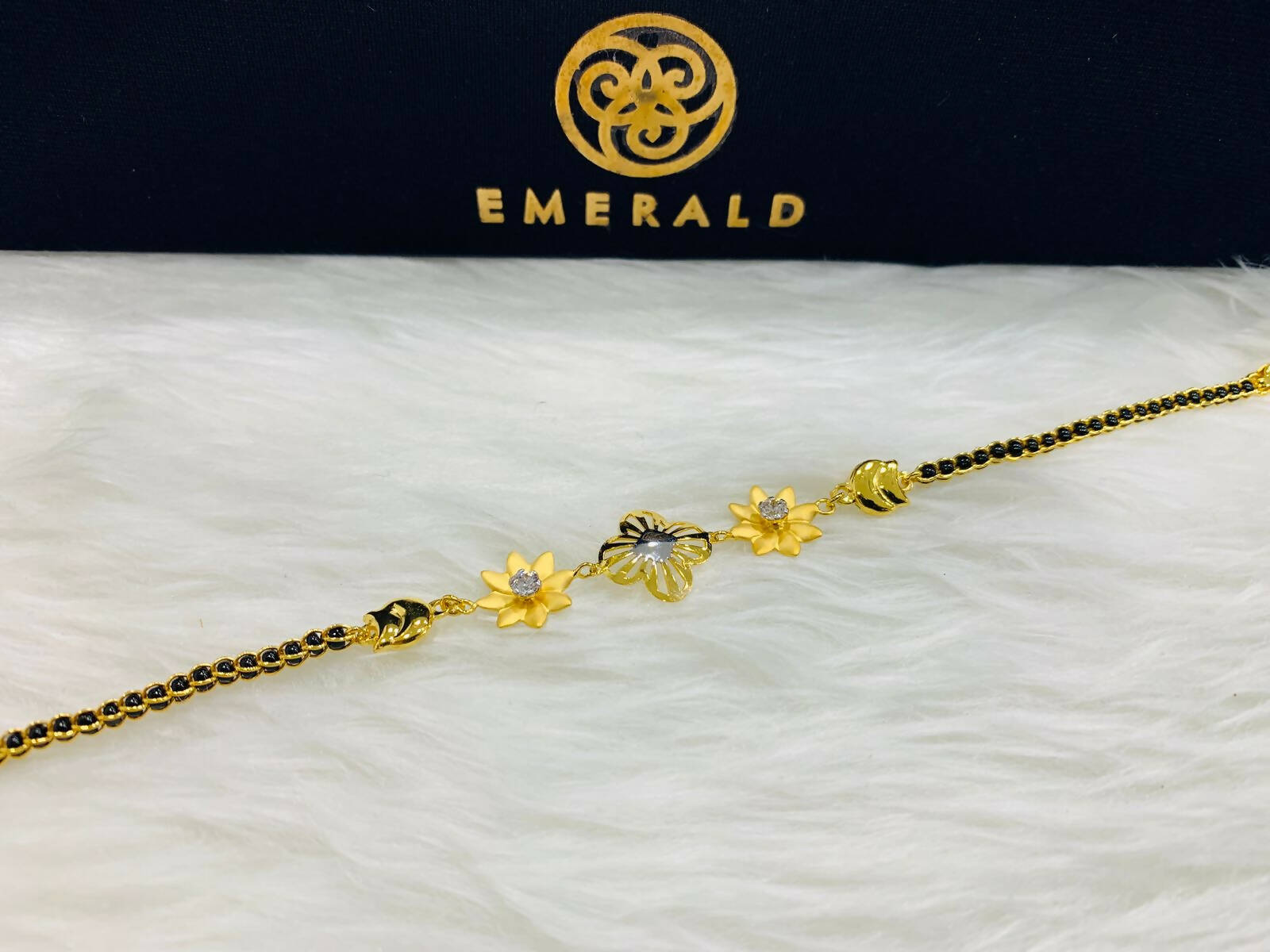 Emerald CZ Mangalsutra Bracelet Sarafa Bazar India