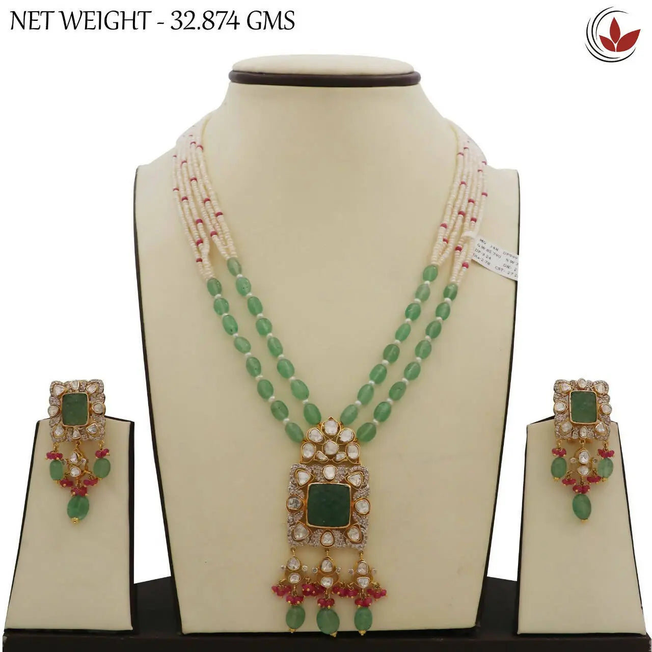 14kt Polki long Set Sarafa Bazar India