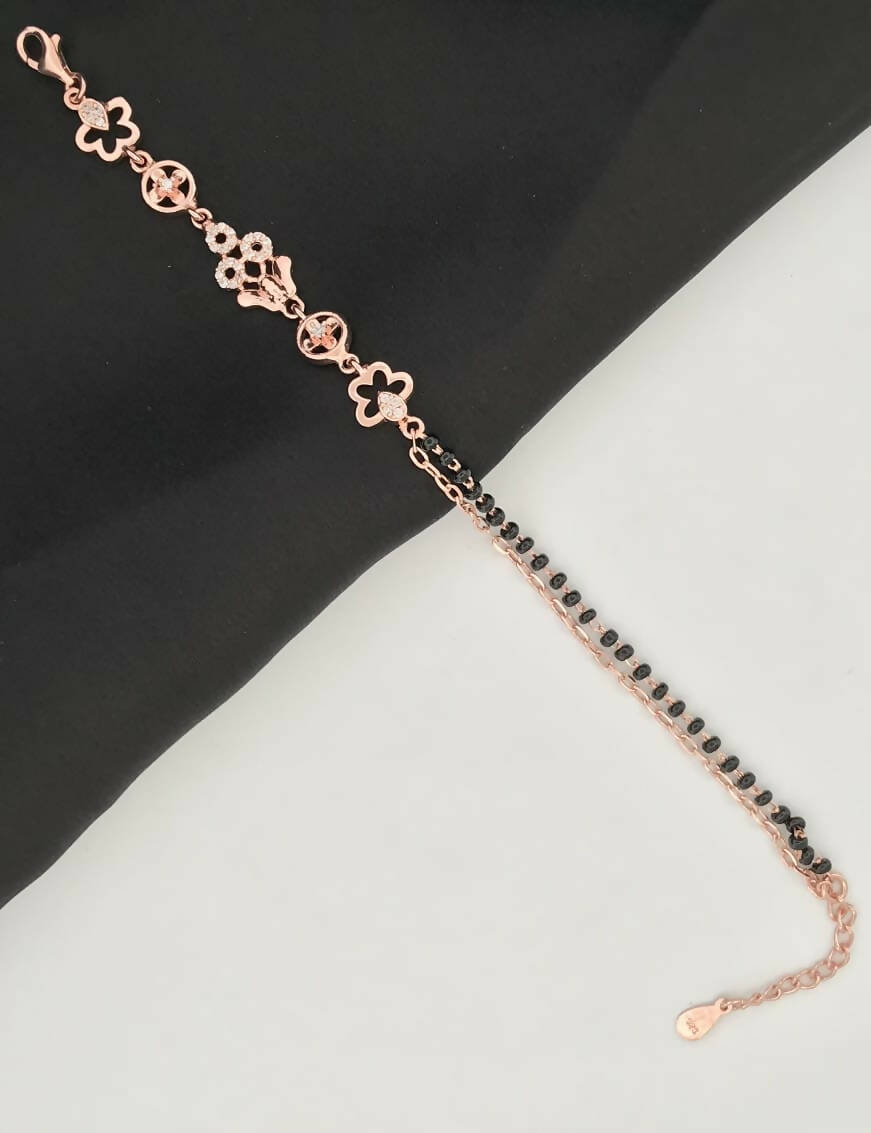 925 Silver Rose Gold Mangalsutra Bracelet Sarafa Bazar India