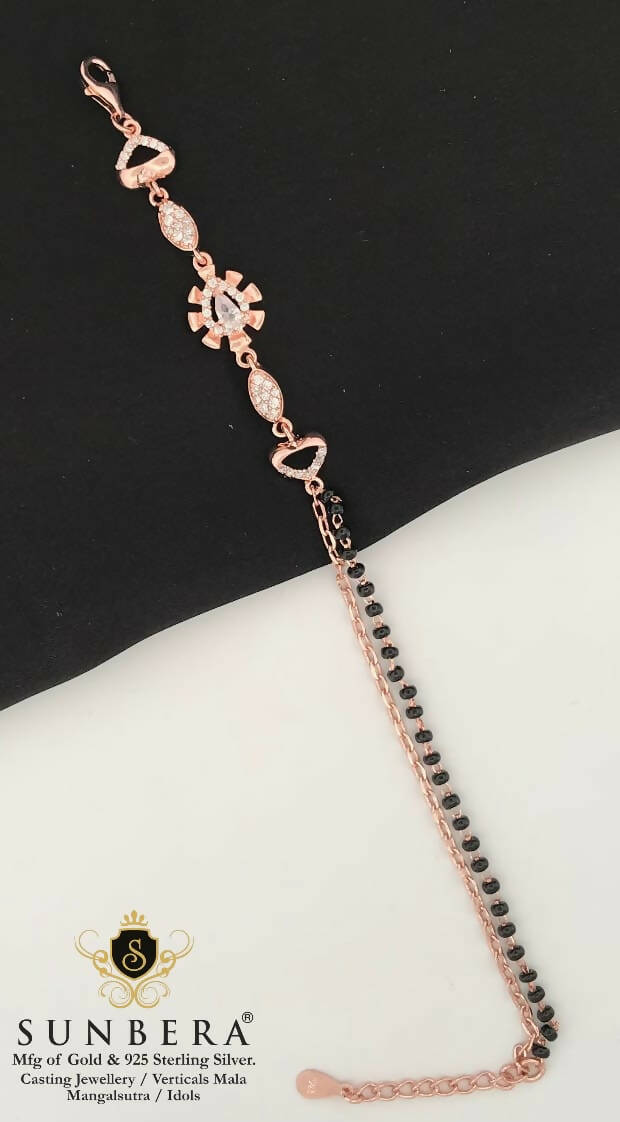 925 Silver Rose Gold Mangalsutra Bracelet Sarafa Bazar India