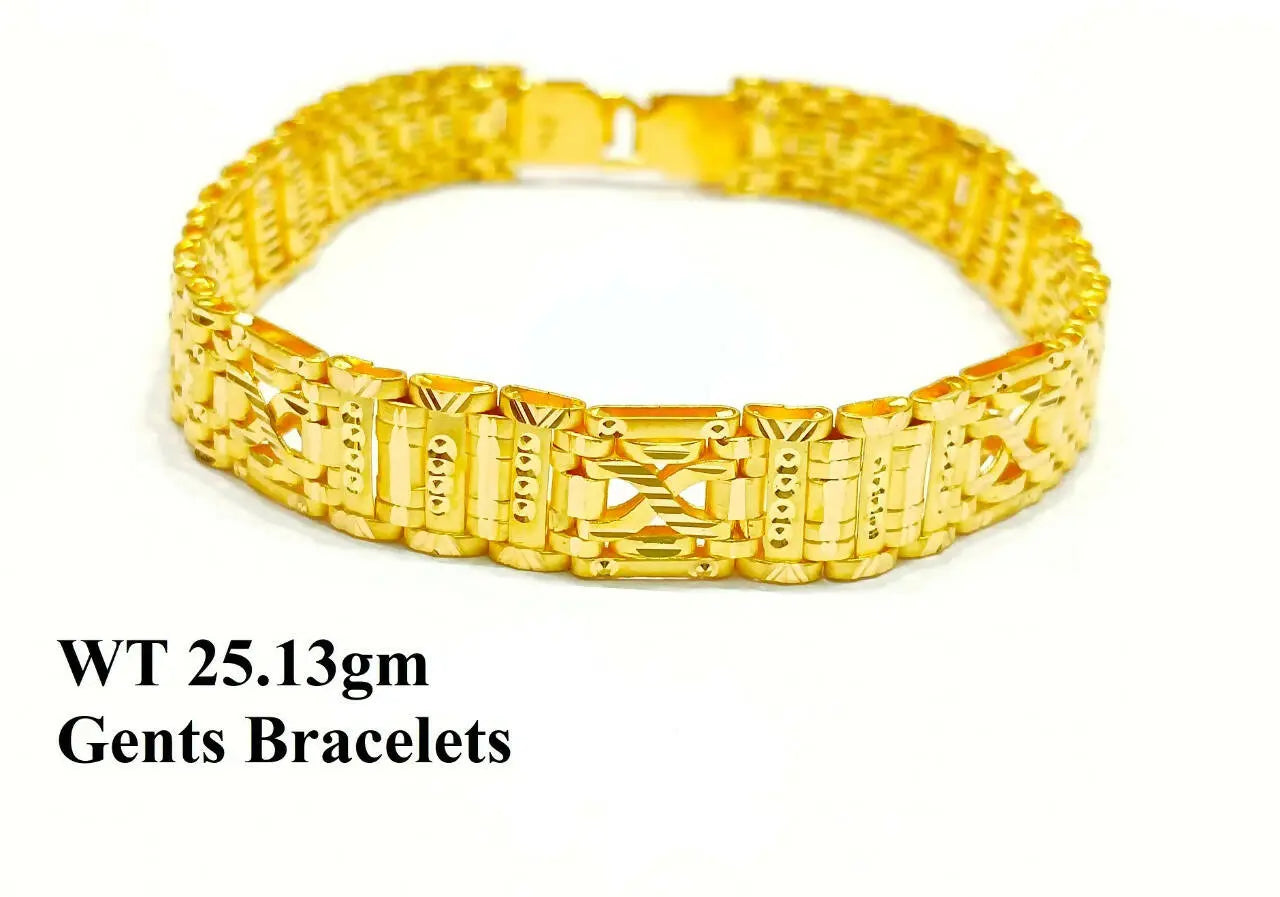 Showroom of 18 kt real solid yellow gold men's bracelet 20.890 grams 12 mm  wide | Jewelxy - 224847