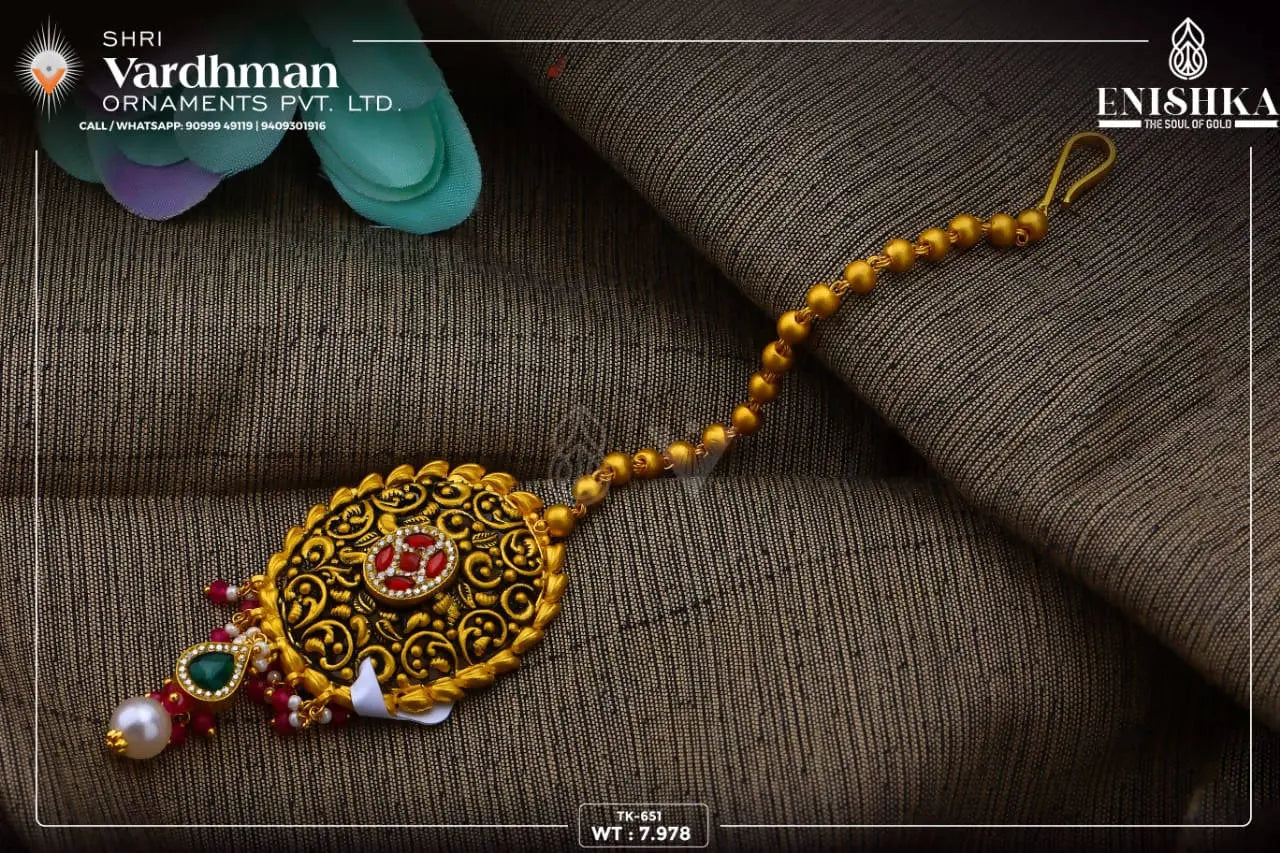 22kt Kundan Antique Maang Tikka Sarafa Bazar India