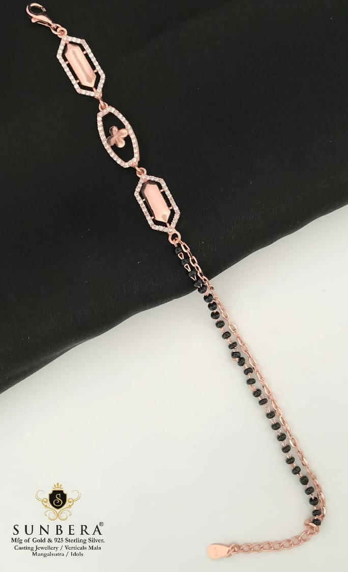 925 Silver Rose Gold Mangalsutra Bracelet Sarafa Bazar India