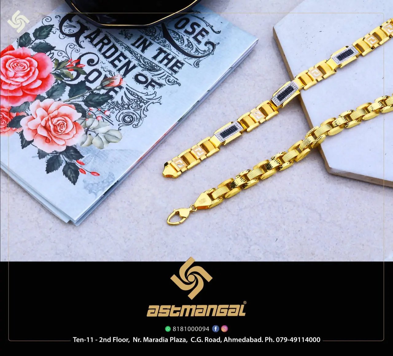 Gents Gold Bracelet Sarafa Bazar India