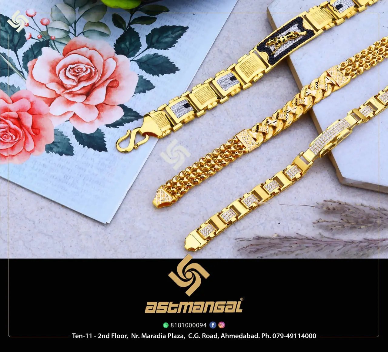 Gents Gold Bracelet Sarafa Bazar India