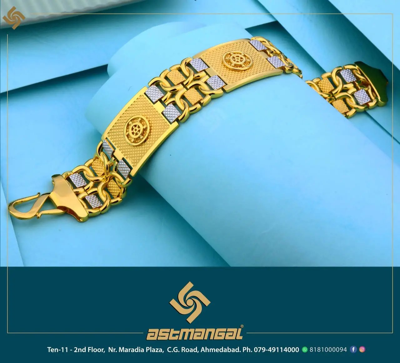 Gents Gold Bracelet Sarafa Bazar India