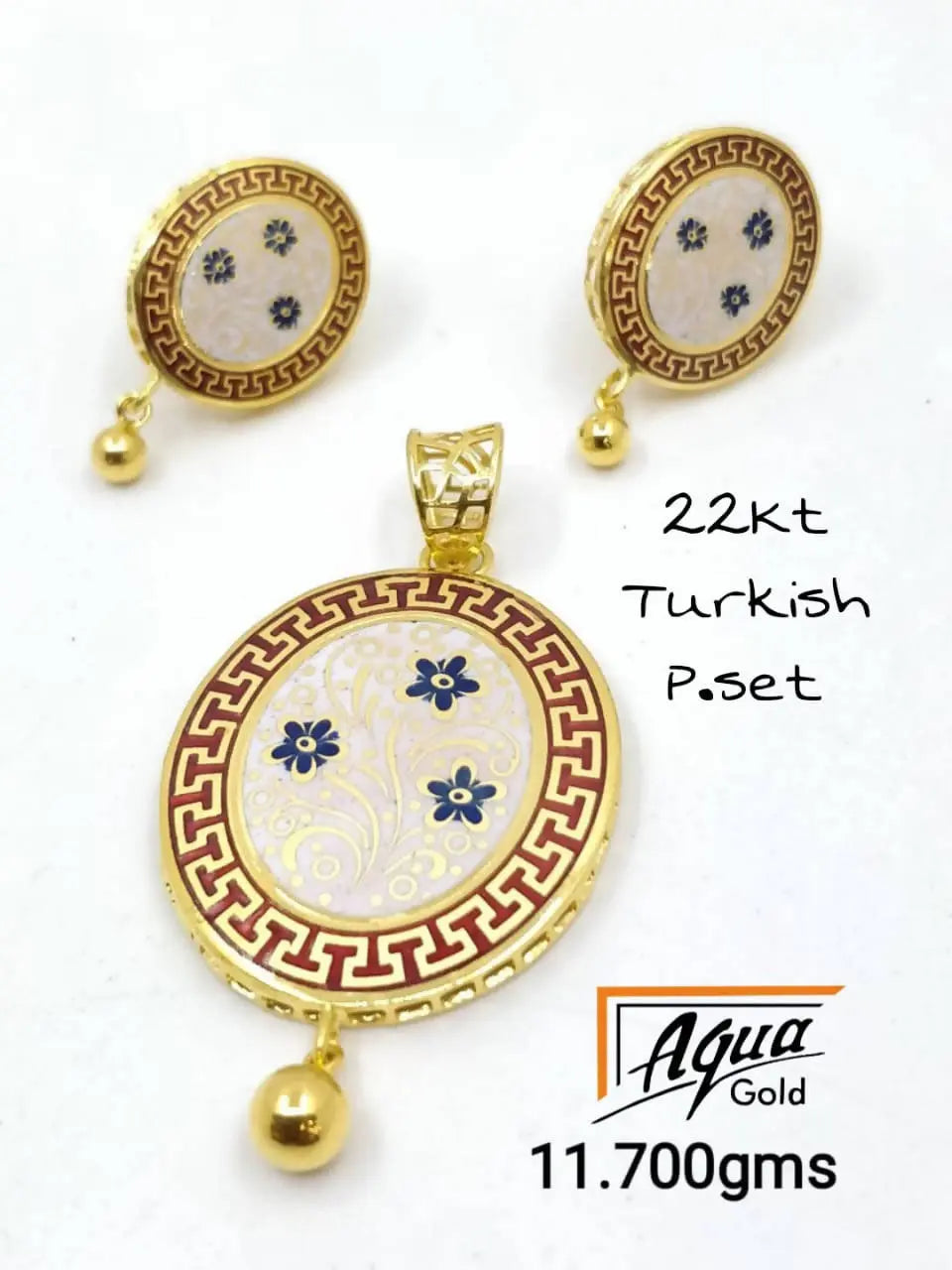 Turkish Enamel Pendant Set Sarafa Bazar India