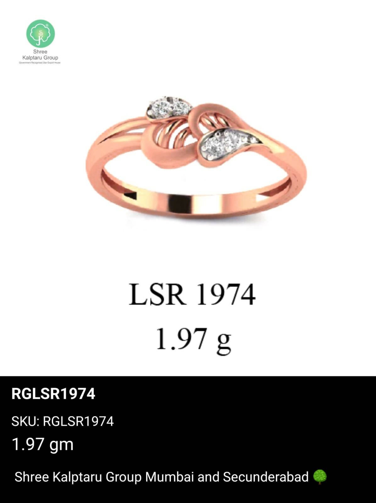 Light weight Rose Gold Ladies Rings Sarafa Bazar India