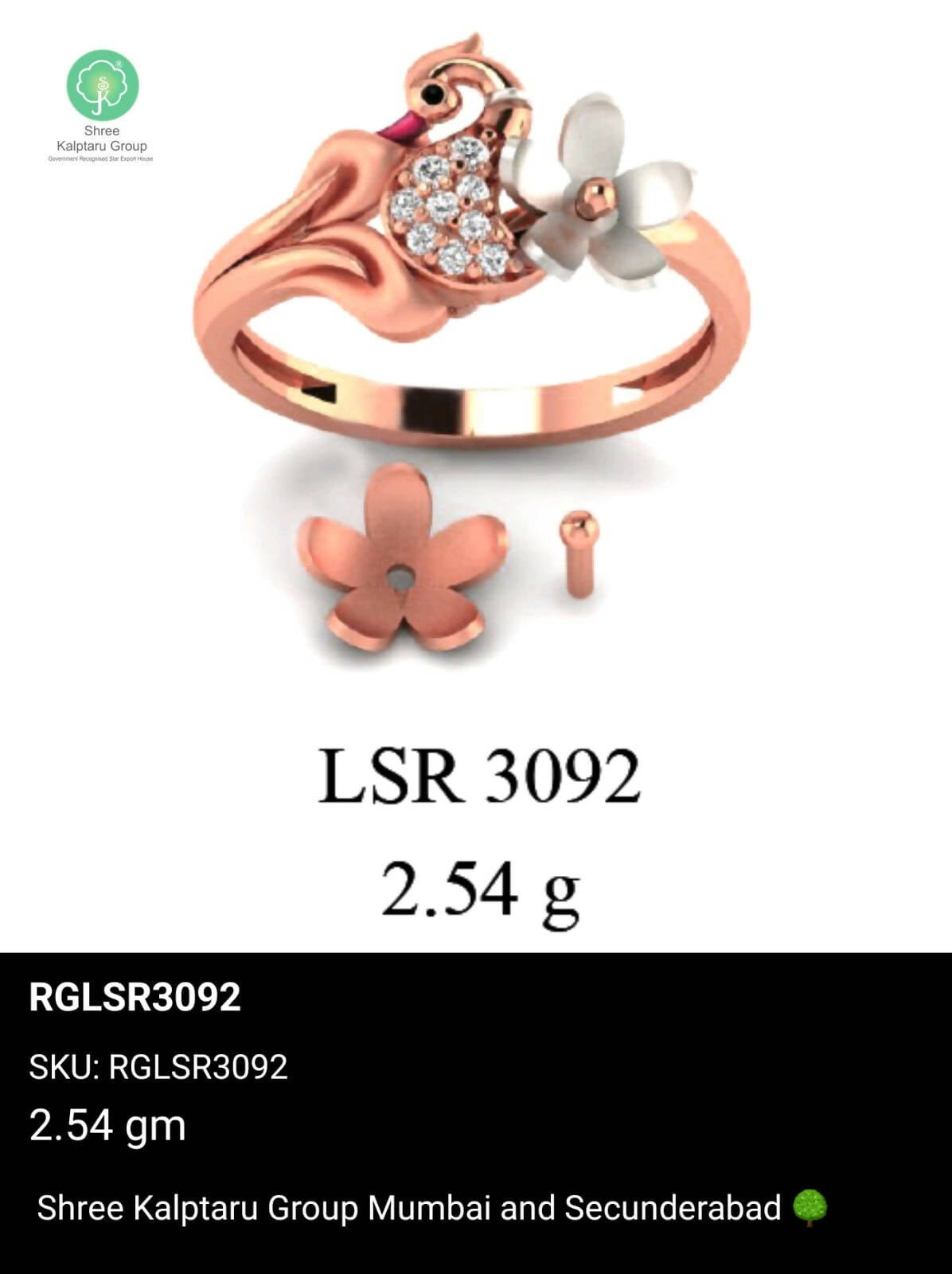 Light weight Rose Gold Ladies Rings Sarafa Bazar India