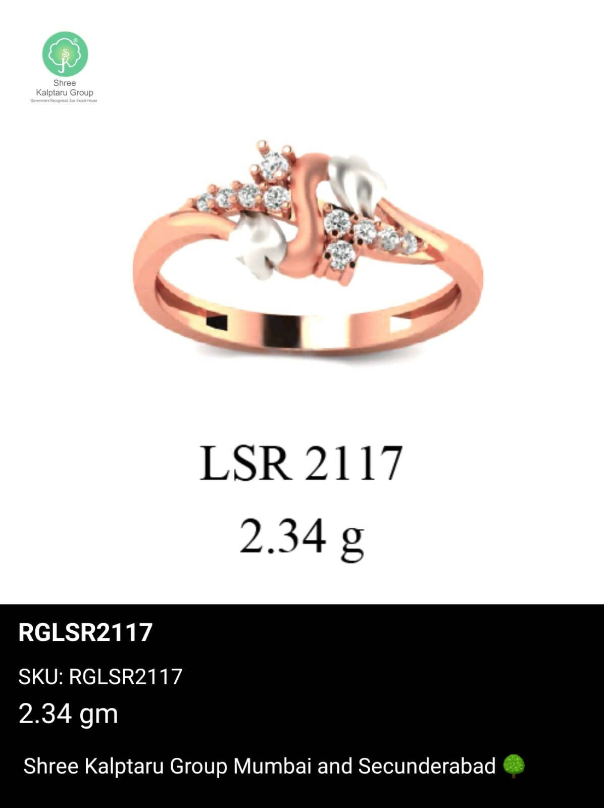 Light weight Rose Gold Ladies Rings Sarafa Bazar India