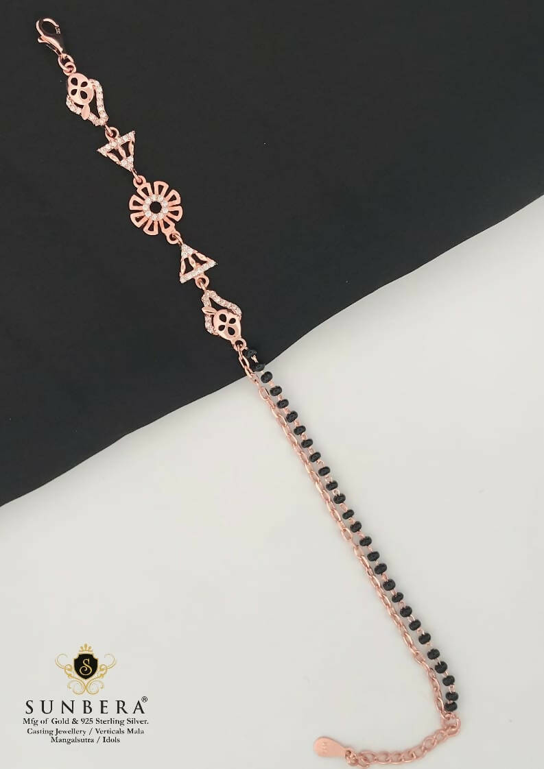 925 Silver Rose Gold Mangalsutra Bracelet Sarafa Bazar India