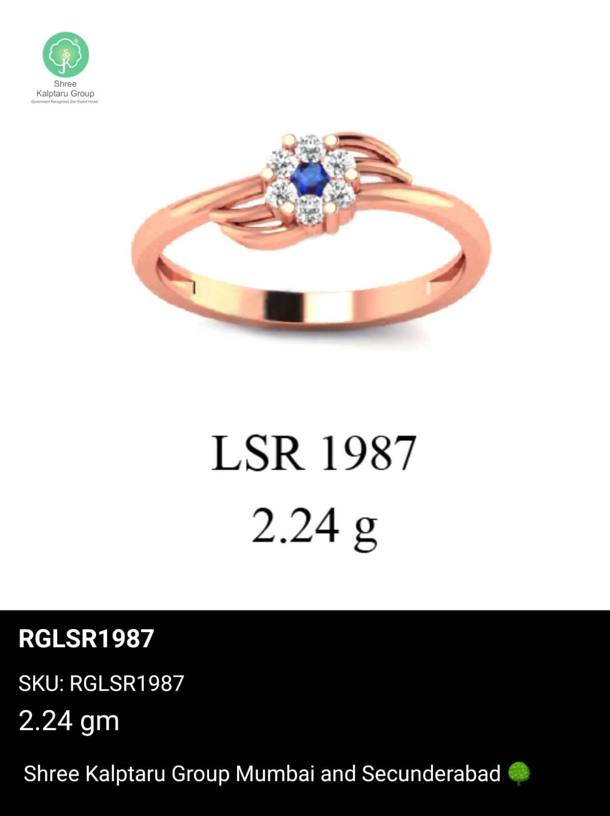 Light weight Rose Gold Ladies Rings Sarafa Bazar India